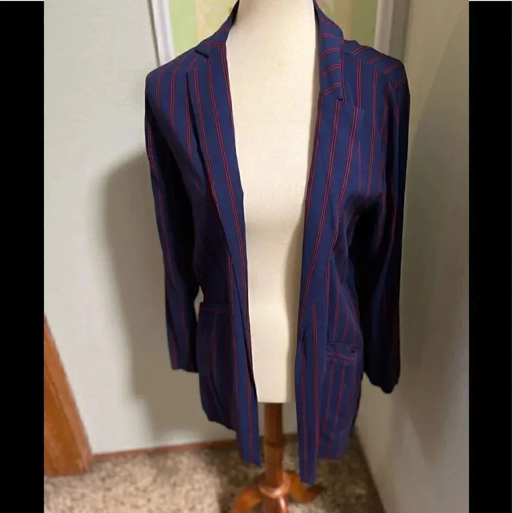 NWOT Blue & Red Striped Open Forever 21 Cardigan Size Medium #C32